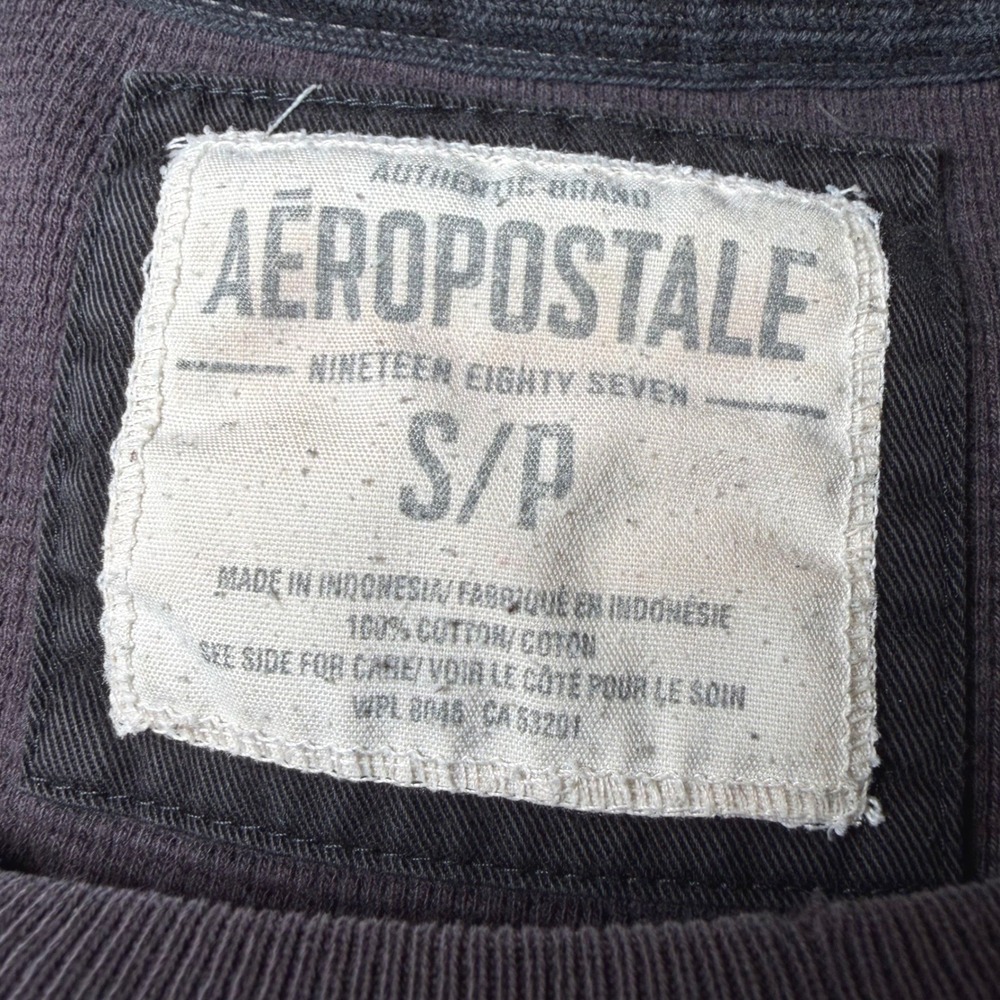 Aeropostale Mens Size Small Waffle Knit Shirt Gray Distressed Graphic Thermal - Picture 4 of 12